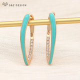 Champagne Green Enamel Drop Earrings Wedding Party Jewelry