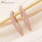 Champagne Green Enamel Drop Earrings Wedding Party Jewelry