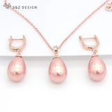 S&Z Pearls Water Drop Earrings 585 Rose Jewelry Sets For Women Wedding Party