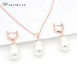 S&Z Pearls Water Drop Earrings 585 Rose Jewelry Sets For Women Wedding Party