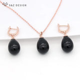 S&Z Pearls Water Drop Earrings 585 Rose Jewelry Sets For Women Wedding Party
