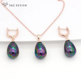 S&Z Pearls Water Drop Earrings 585 Rose Jewelry Sets For Women Wedding Party