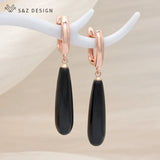 S&Z Long Water Drop Pearl Dangle Earrings 585 Rose Jewelry