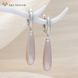 S&Z Long Water Drop Pearl Dangle Earrings 585 Rose Jewelry