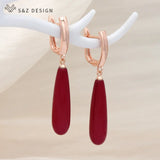 S&Z Long Water Drop Pearl Dangle Earrings 585 Rose Jewelry