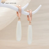 S&Z Long Water Drop Pearl Dangle Earrings 585 Rose Jewelry