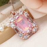S&Z Crystal Pendant Necklace 585 Rose Wedding CZ Jewelry