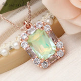 S&Z Crystal Pendant Necklace 585 Rose Wedding CZ Jewelry