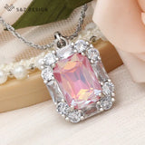 S&Z Crystal Pendant Necklace 585 Rose Wedding CZ Jewelry