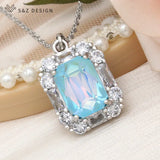 S&Z Crystal Pendant Necklace 585 Rose Wedding CZ Jewelry