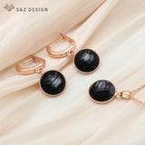 Dangle Earrings and Pendant Necklace Jewelry Set 585 Rose For Women