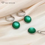 Dangle Earrings and Pendant Necklace Jewelry Set 585 Rose For Women