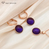 Dangle Earrings and Pendant Necklace Jewelry Set 585 Rose For Women