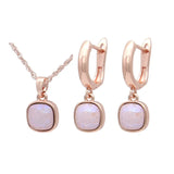 S&Z Crystal Dangle Earrings 585 Rose Jewelry Set for Women