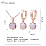 S&Z Crystal Dangle Earrings 585 Rose Jewelry Set for Women