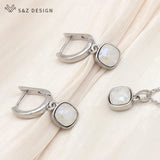 S&Z Crystal Dangle Earrings 585 Rose Jewelry Set for Women