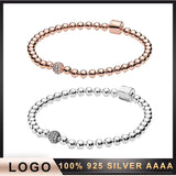 S11 Sterling Silver S925 Logo Beads Bracelet Delicate Style Festive Gift
