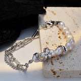 Silver S925 Sterling Charm Baroque Pearl Bracelet