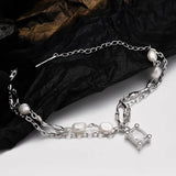 Sterling Silver Charm Baroque Pearl Bracelet for Women