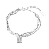 Sterling Silver Charm Baroque Pearl Bracelet for Women