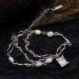 Sterling Silver Charm Baroque Pearl Bracelet for Women