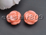 Handmade 13mm Pink Rose Coral Stud Earrings