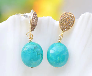 Natural Egg Turquoise Dangle Earrings 18mm A++
