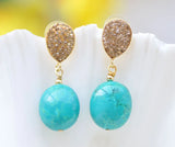 Natural Egg Turquoise Dangle Earrings 18mm A++