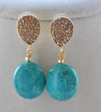 Natural Egg Turquoise Dangle Earrings 18mm A++