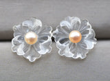 Natural Clean Crystal Flower Stud Earring 925SS