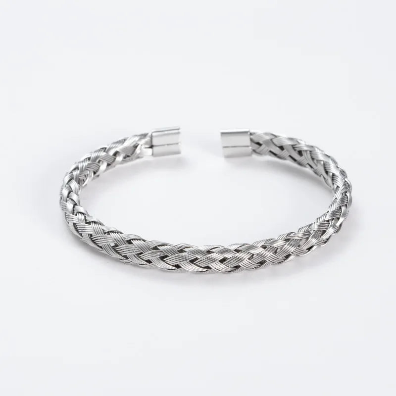 Titanium Steel Braid Bracelet Wire Bangle Opening Bracelet