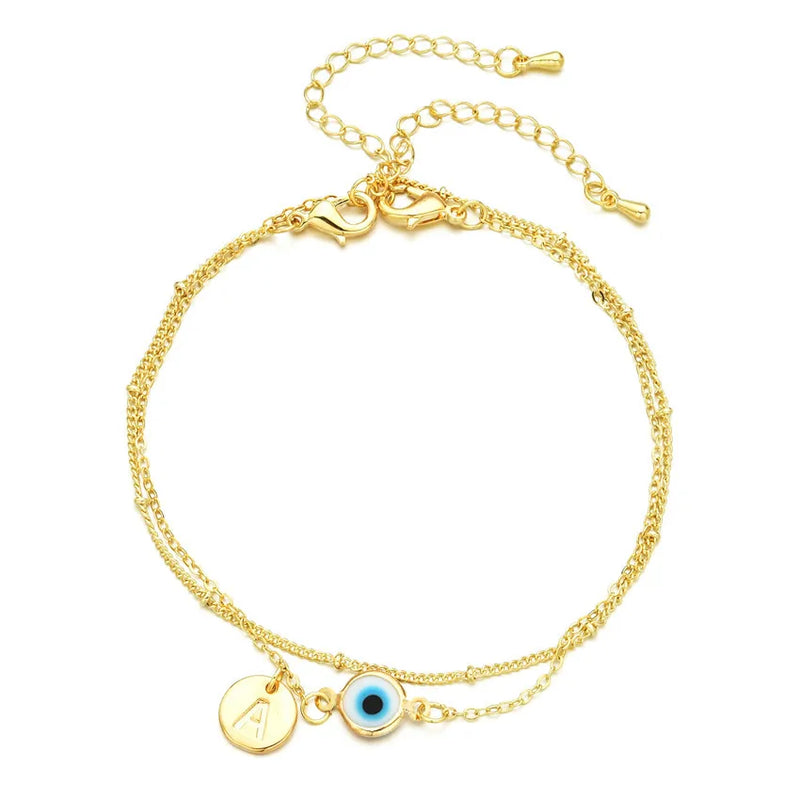 Evil Eye Anklet Double Layer Chain Bracelet