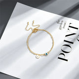 Evil Eye Anklet Double Layer Chain Bracelet