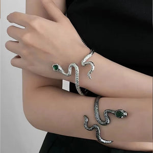 Punk Snake Bangle Bracelet Arm Ring for Women Twist Metal Snakes Bracelets