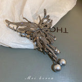 Rhinestone Butterfly Hairclip for Women Barrette Shark Clip Headdress