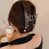 Rhinestone Butterfly Hairclip for Women Barrette Shark Clip Headdress
