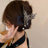 Rhinestone Butterfly Hairclip for Women Barrette Shark Clip Headdress