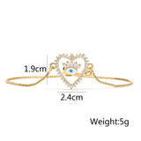 Copper Plated Zircon Heart Charm Bracelet Evil Eye Eyes Chain