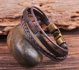 Real Leather Hemp Bracelet Wristband Mens Cuff Clasp