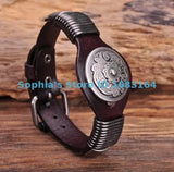 S542 Vintage Floral Studded Men's Leather Bracelet