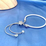 S925 Silver Logo Bracelet Classic Silver Rose Star Heart Diamond