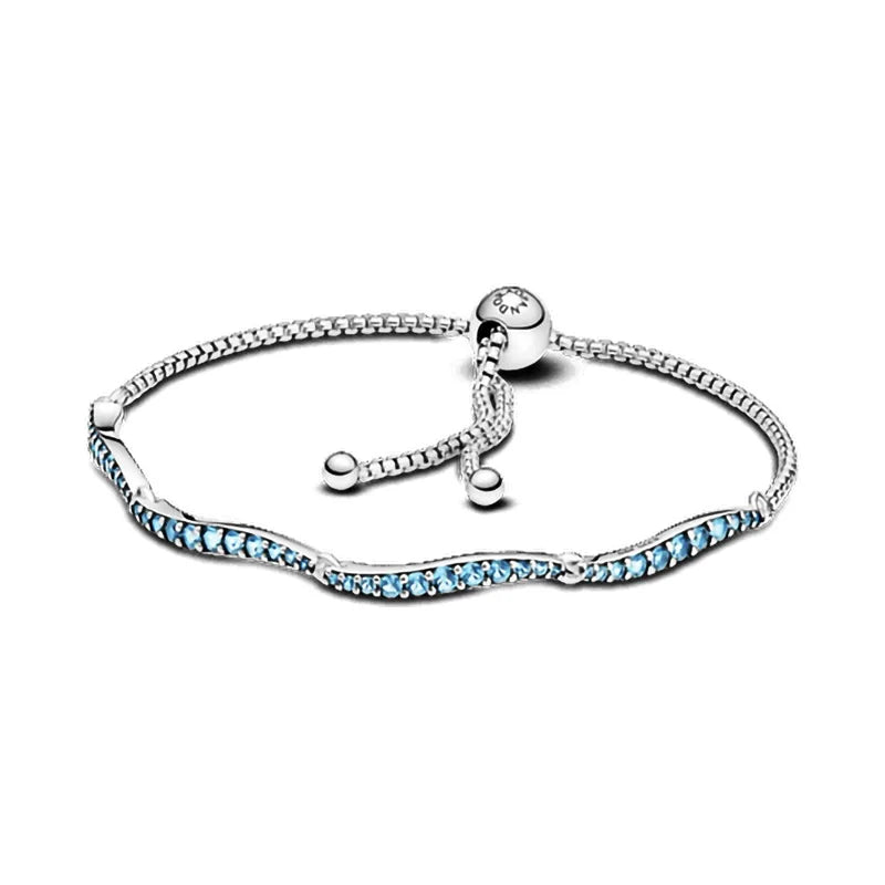 S925 Silver Logo Bracelet Classic Silver Rose Star Heart Diamond