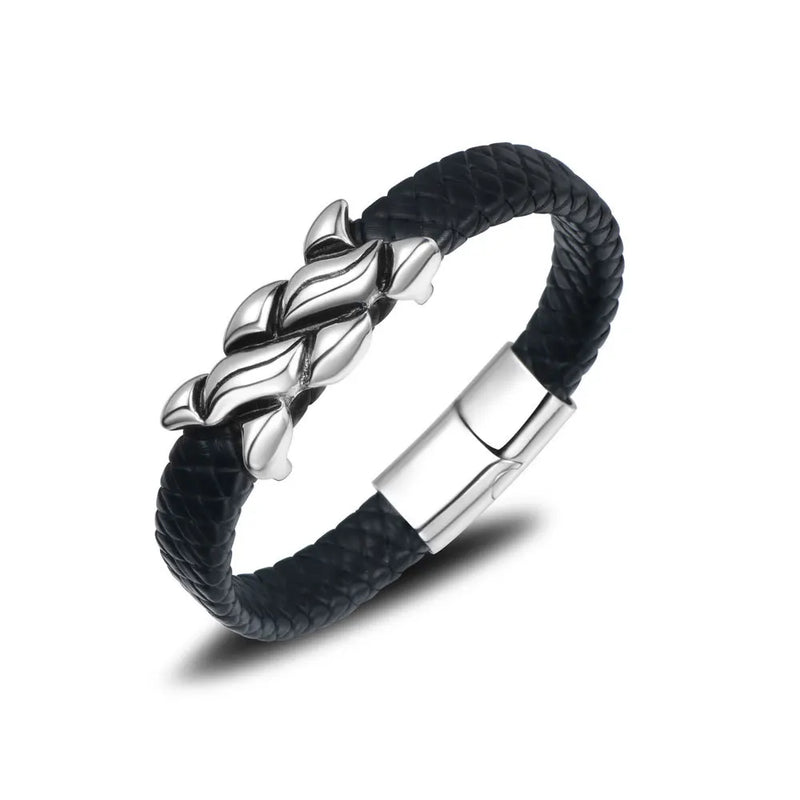 S7 Stainless Steel Leather Rope Bracelet Personalized Men's Bracelet