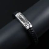 Men's Leather Bracelet Titanium Steel Jewelry CE538