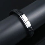Men's Leather Bracelet Titanium Steel Jewelry CE538