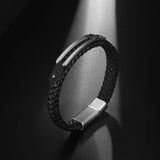 Braided Stainless Steel & Leather Men's Bracelet CE571