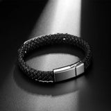 Braided Stainless Steel & Leather Men's Bracelet CE571