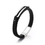 Braided Stainless Steel & Leather Men's Bracelet CE571