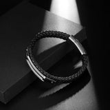 Braided Stainless Steel & Leather Men's Bracelet CE571