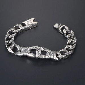 Punk Vintage Buddha Shaped Titanium Bracelet Men's Double Ring Buckle Bracelet